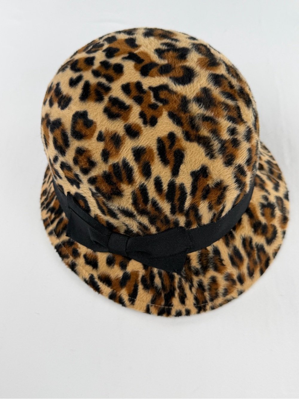 San Diego Hat Company Felt Leopard-Print with Black Bow Trim - Classy Style